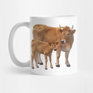 Aubrac Cow and Cute Calf Mug